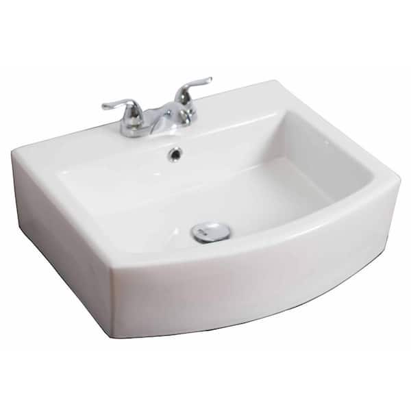 American Imaginations 22-in. W x 20-in. D Wall Mount Rectangle Vessel Sink In White Color For 4-in. o.c. Faucet