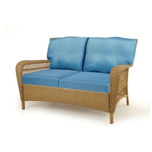 Charlottetown 46 in. x 26 in. CushionGuard 4-Piece Outdoor Loveseat Replacement Cushion Set in Washed Blue (2-Pack)