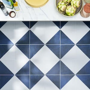 Elizabeth Sutton Cameo Dos Blue 7.87 in. x 7.87 in. Matte Porcelain Floor and Wall Tile (10.76 sq. ft./Case)