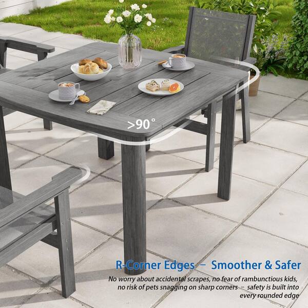 Livewood Gray 5-Piece HDPE Square Plastic Outdoor Dining Set with