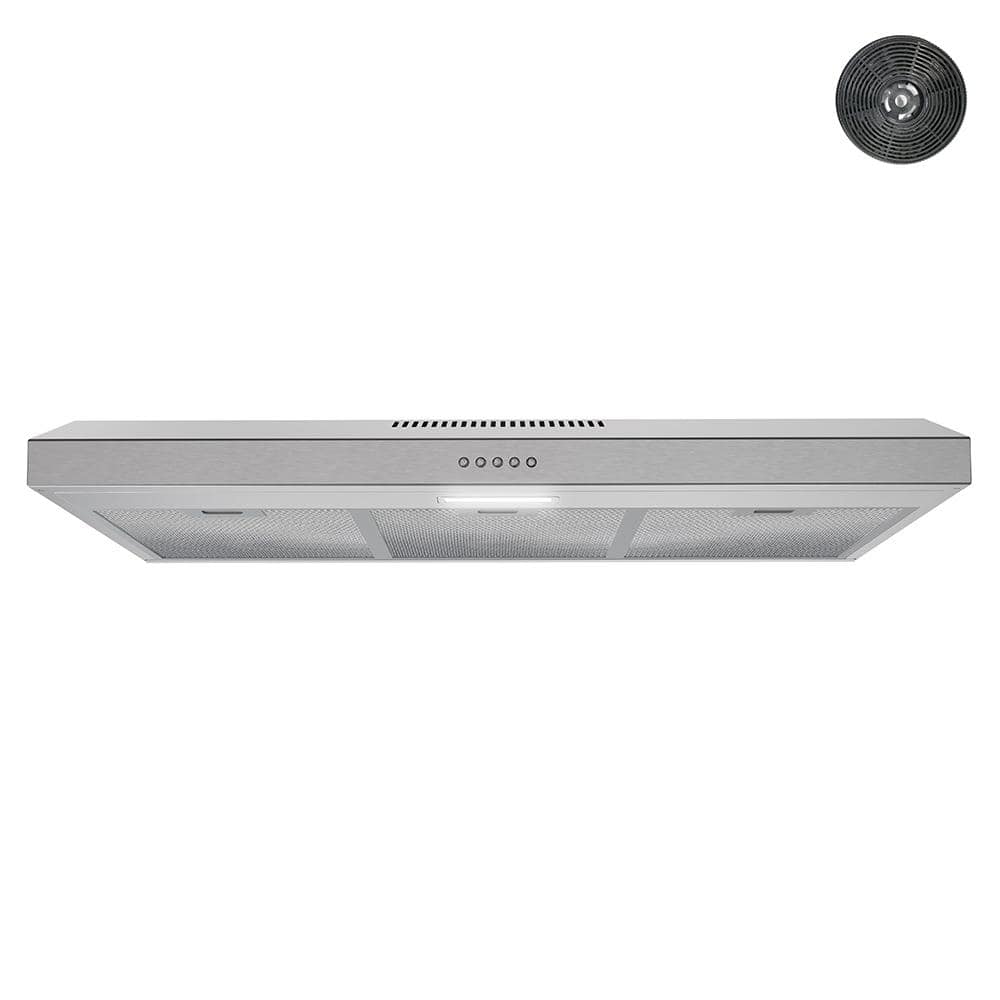Streamline 36 in. Donini Ductless Under Cabinet Range Hood in Brushed  Stainless Steel, Mesh Filter, Push Button Control, LED Light T-10549-1-DL -  The 