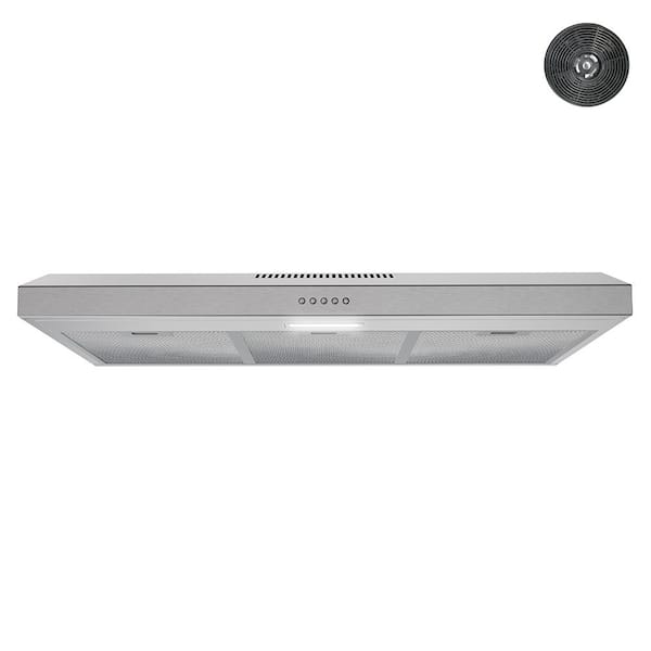 Streamline 36 in. Donini Ductless Under Cabinet Range Hood in Brushed Stainless Steel, Mesh Filter, Push Button Control, LED Light