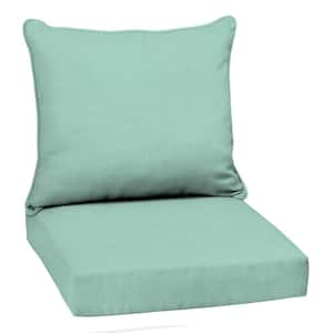 22 in. x 24 in. 2-Piece Deep Seating Outdoor Lounge Chair Cushion in Aqua Leala
