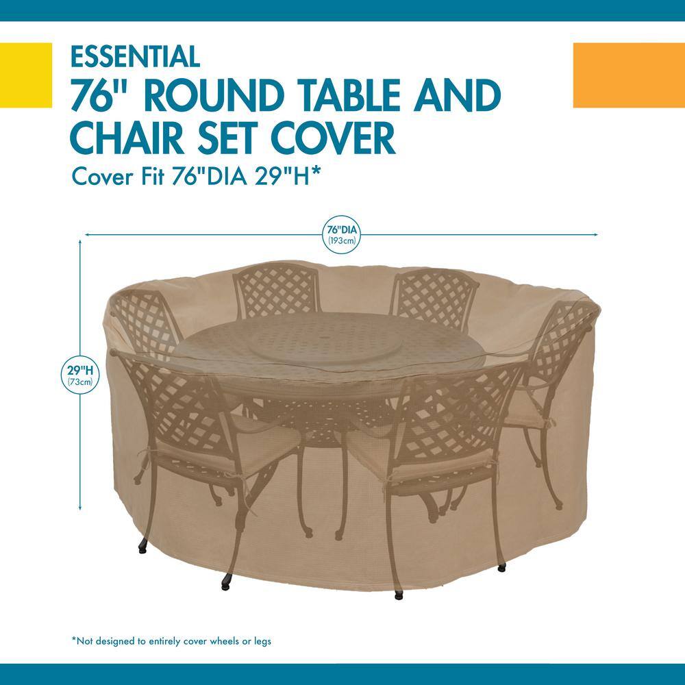 Latte Water-Resistant 76 Inch Round Patio Table & Chair Cover