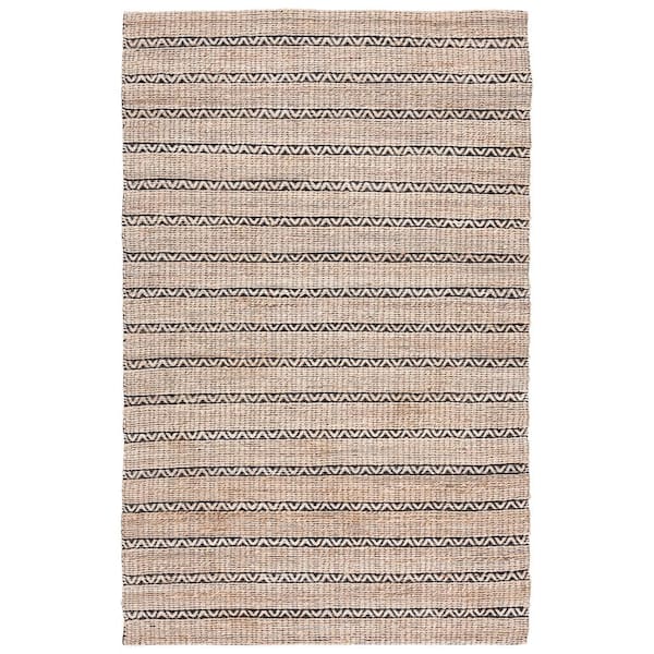 SAFAVIEH Natural Fiber Black/Beige 5 ft. x 8 ft. Striped Woven Area Rug