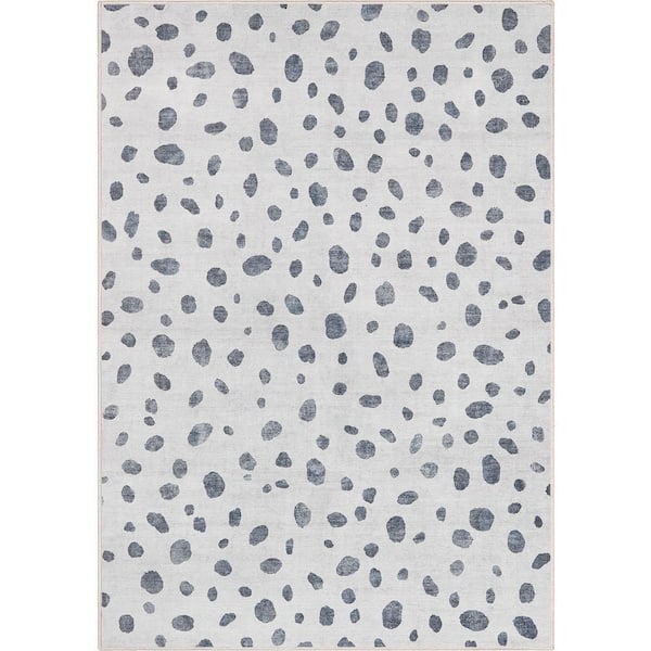 Animal Dots Modern Kids Ivory Black 6 ft. x 9 ft. Machine Washable Flat-Weave Area Rug