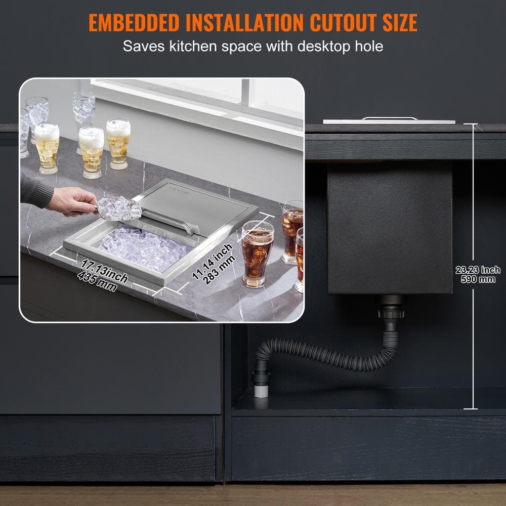 VEVOR 28 Qt Stainless Steel Drop-In Ice Chest with Aluminum Handle