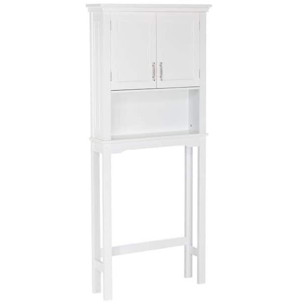 RiverRidge Home Somerset Collection 27.3 in. W x 64.2 in. H x 7.87 in. D White Over-the-Toilet Storage