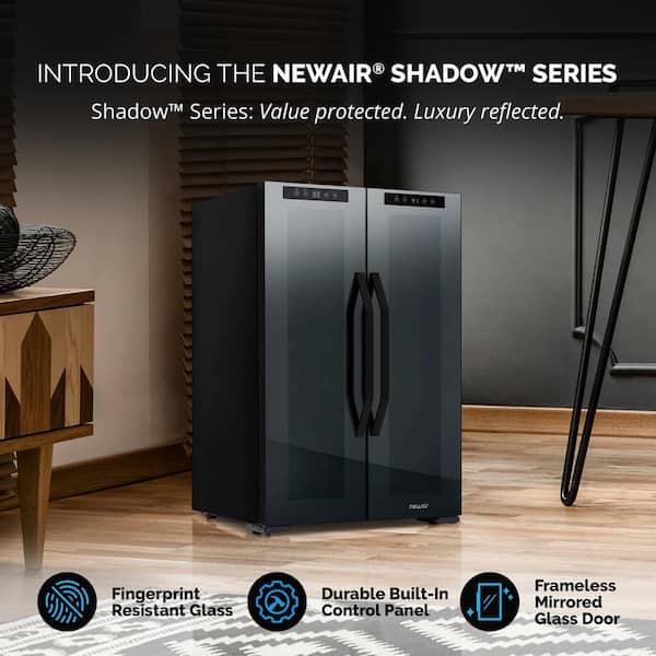 Shadow 20 in. Dual Zone Wine Cooler Refrigerator 12 Bottles & 39 Cans, Mirrored Wine and Beverage Fridge