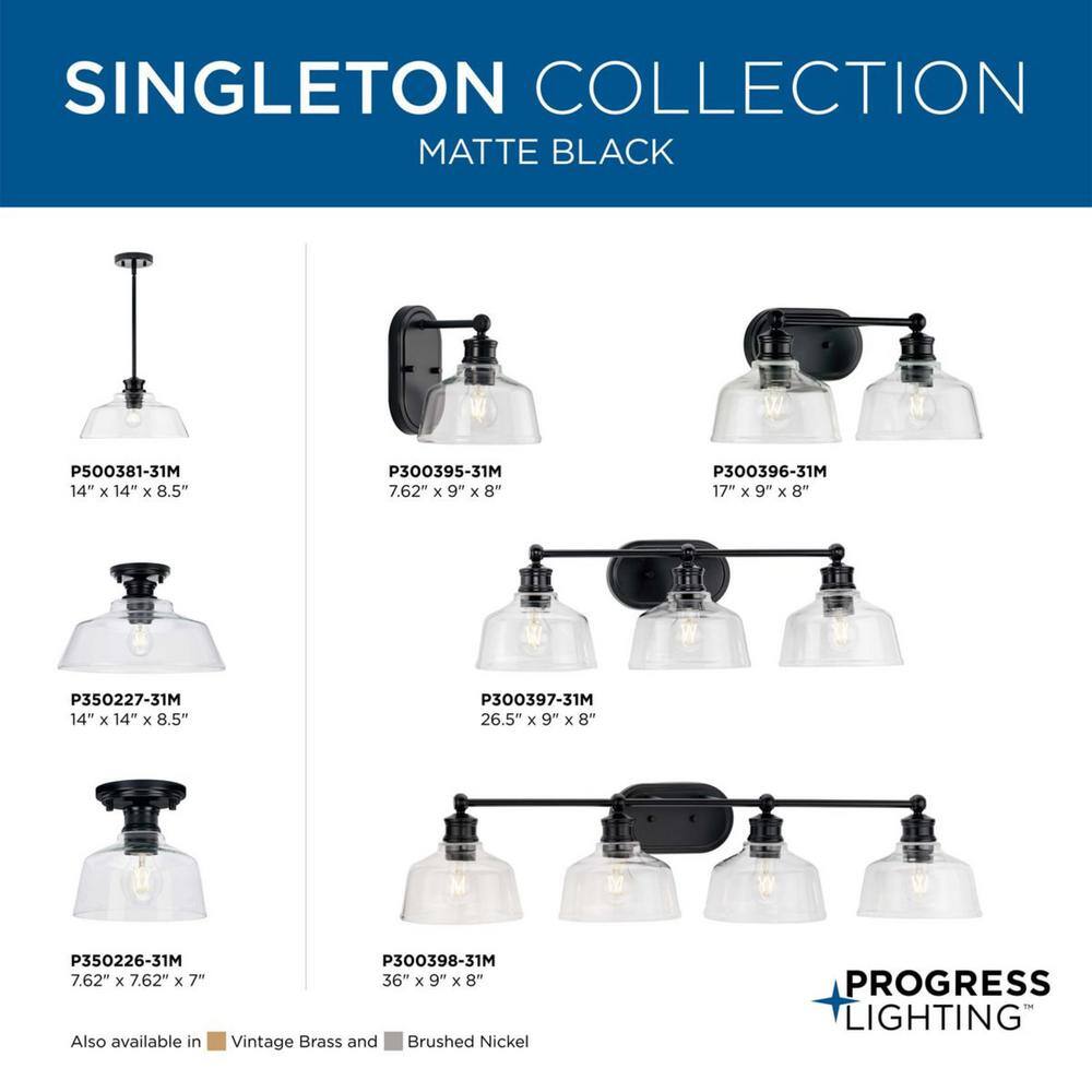 Matte Black Glass Semi-Flush Mount Light Fixture