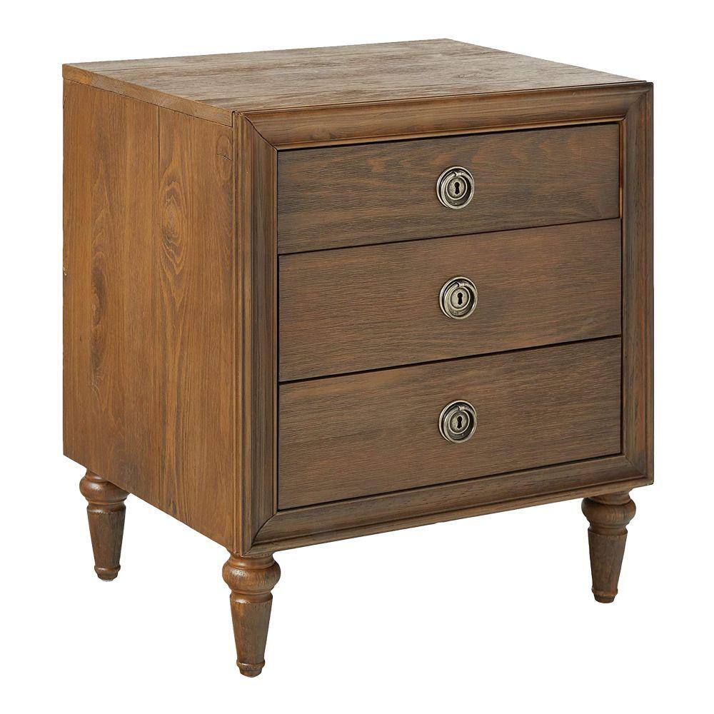 Benjara Traditional Style 3-Drawers Brown Wood Nightstand by Inverness ...