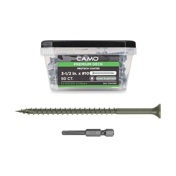 CAMO 3-1/2 in. #10 Green Star Drive Exterior Bugle Head Wood Deck Screws (50-Count)