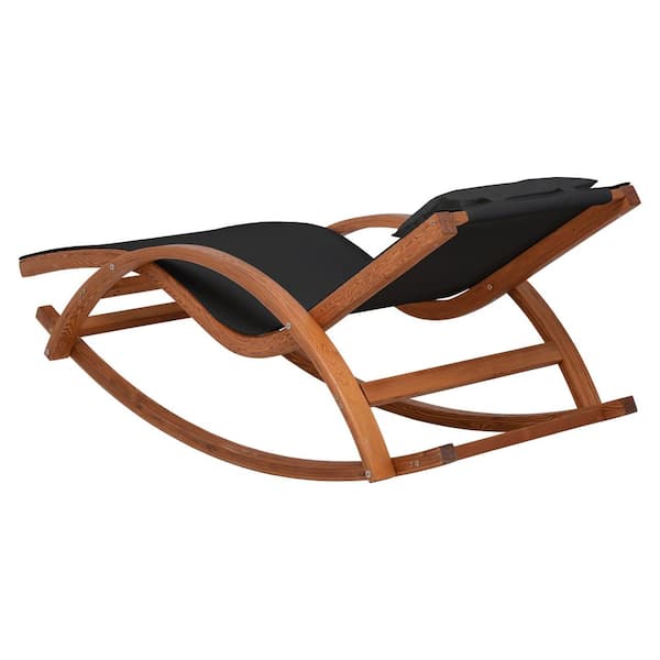 DEKO LIVING Outdoor Cedar Wood Patio Lounge Chair with Black
