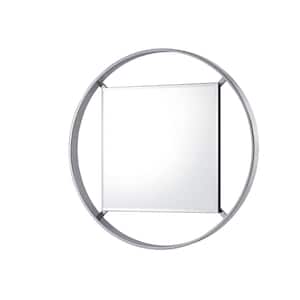 Medium Square Chrome Beveled Glass Modern Mirror (33 in. H x 33 in. W)