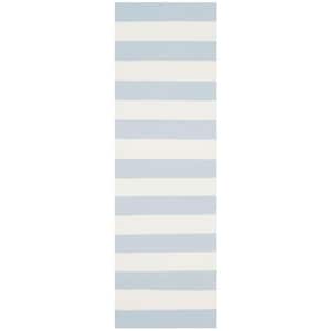 Montauk Sky Blue/Ivory 2 ft. x 12 ft. Striped Runner Rug