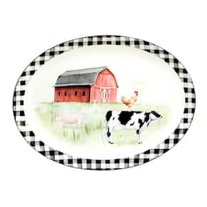 On the Farm 12.5 in. Assorted Colors Earthenware Oval Platter
