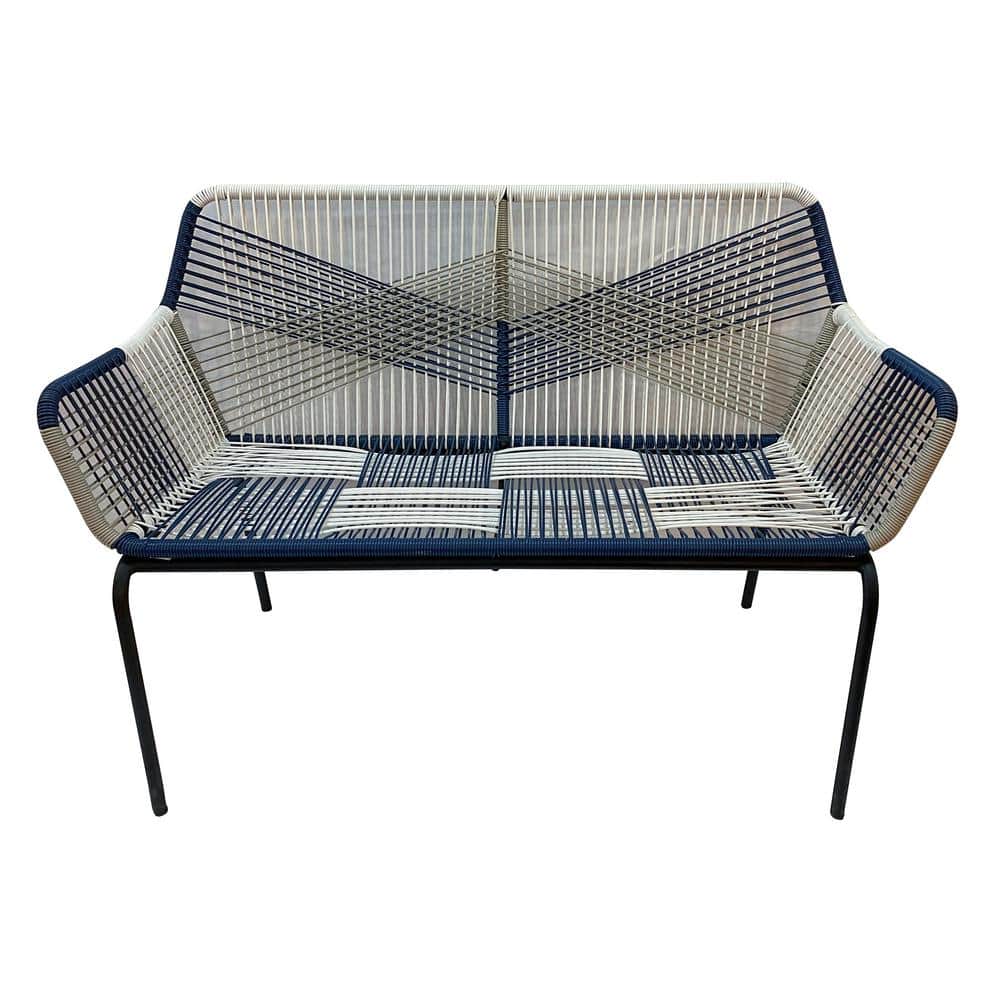 Modern Wicker and Plastic Outdoor Loveseat, 51" Wide