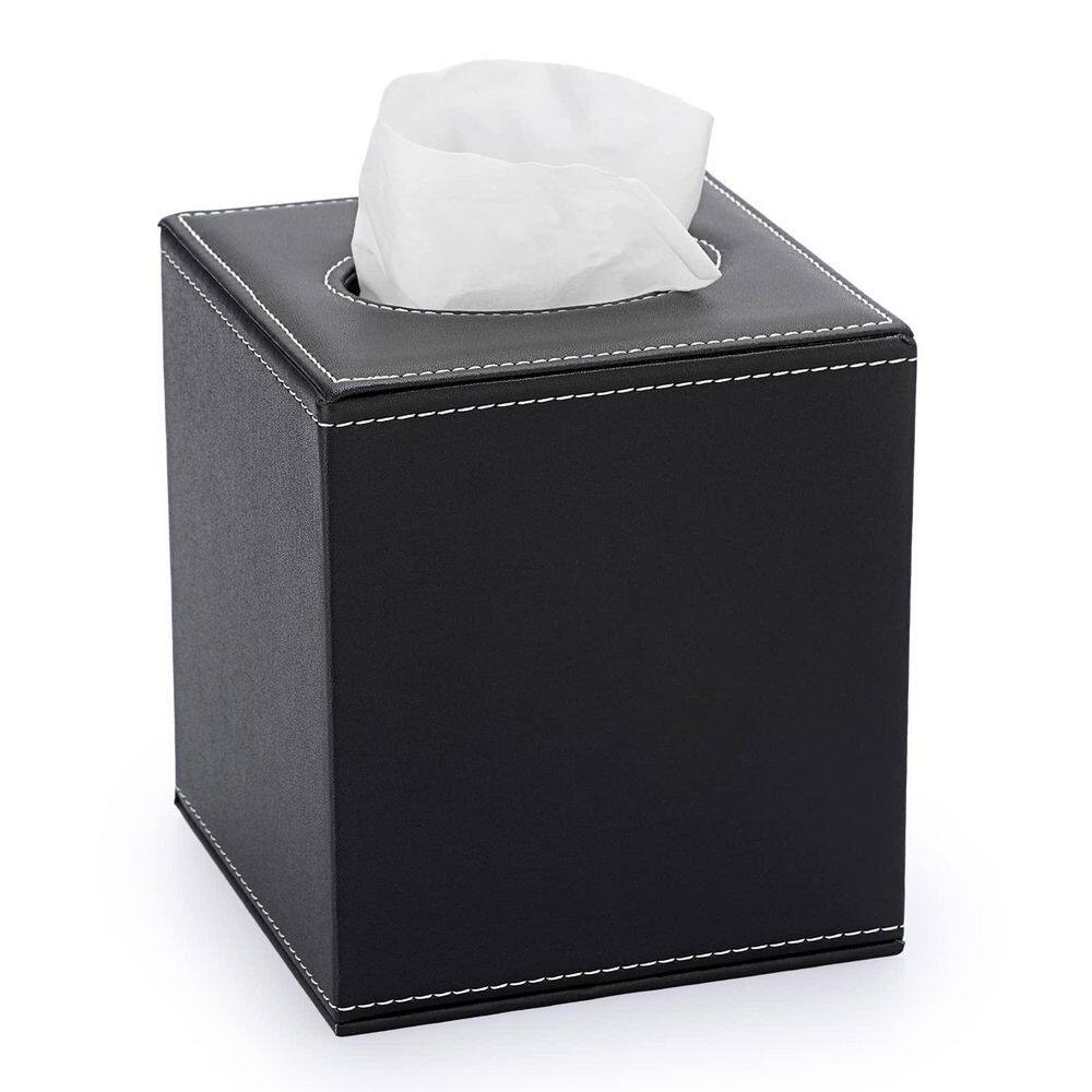 Numhew Square Leather Tissue Box Cover with Magnetic Bottom in