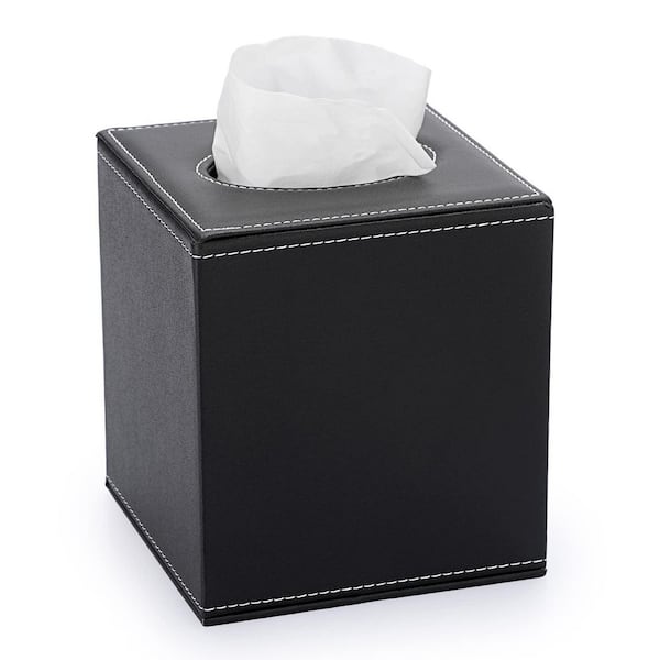 Numhew Square Leather Tissue Box Cover with Magnetic Bottom in