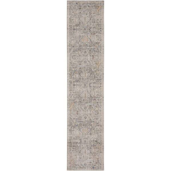 Nyle Ivory Taupe 2 ft. x 12 ft. Vintage Persian Kitchen Runner Area Rug