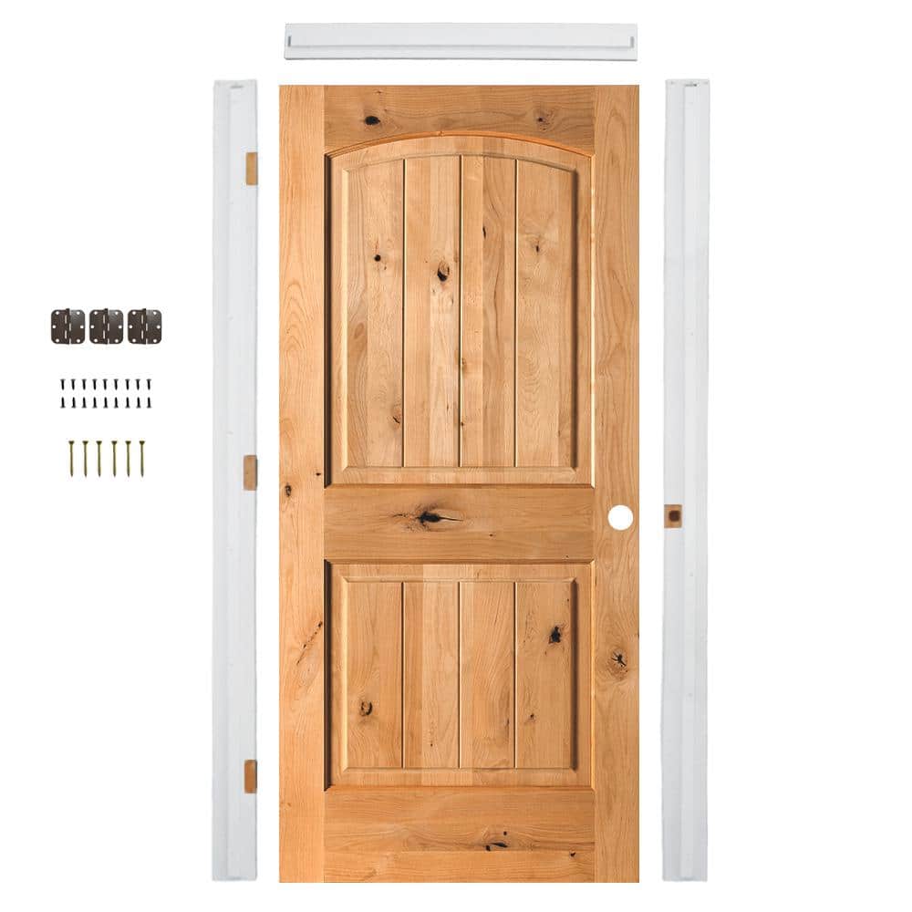 32in.x80in. Knotty Alder Left-Hand Clear Stain VGroove Single Assembly Required Interior Door Kit w/ Quick Assemble Jamb price history on PriceWatchPro