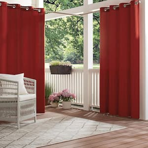 Hampton Red Solid Polyester 52 in. W x 84 in. L Light Filtering Single Outdoor Grommet Panel