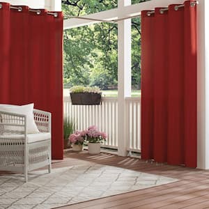 Hampton Red Solid Polyester 52 in. W x 95 in. L Light Filtering Single Outdoor Grommet Panel