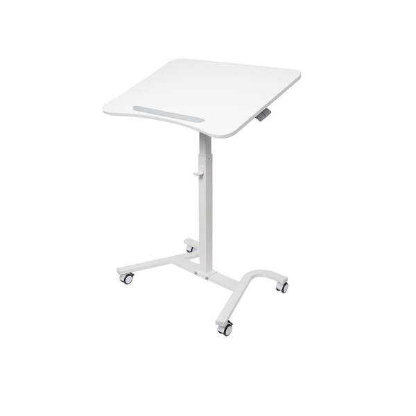 28 Pneumatic-Adjustable Tilt Top Compact Standing Desk - White Frame/White  Top