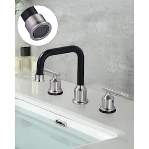 8 in. Widespread Double Handle High Arc Bathroom Faucet in Brushed Nickel and Black
