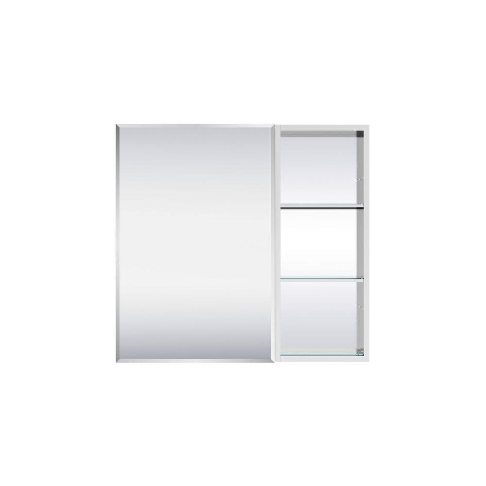 32 in. W x 30 in. H Rectangular Aluminum Tri-View Soft-Close Beveled Medicine Cabinet with Mirror / Open Shelf Combo price history on PriceWatchPro