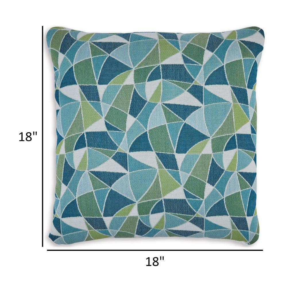 Sery 18" Blue and Green Geometric Polyester Throw Pillow Set
