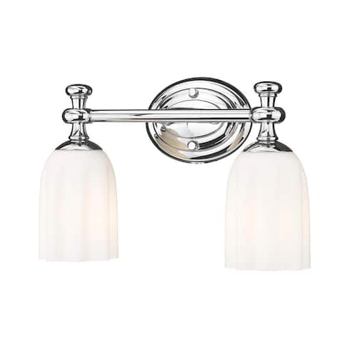 Orion 13.75 in. 2-Light Chrome Vanity-Light with Opal Etched Glass Shade Home