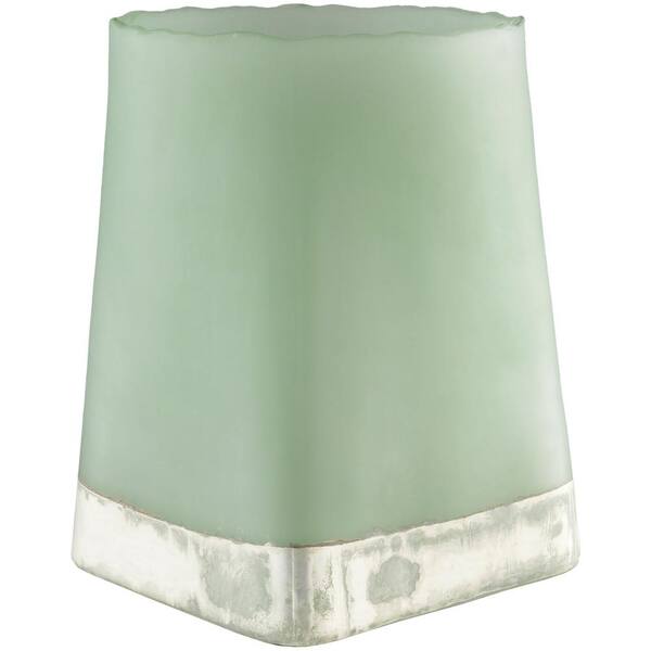 Livabliss Omss 14.75 in. Sage Glass Candle Holder