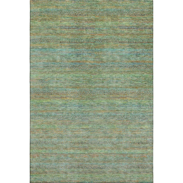 Mayfield Premium Machine Washable Abstract AMF2148 Green 10 ft. x 14 ft. Area Rug
