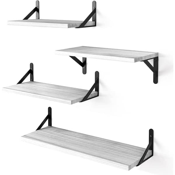 Cubilan 16.5 in. W x 6.1 in. D Rustic White Decorative Wall Shelf, (Set of 4)