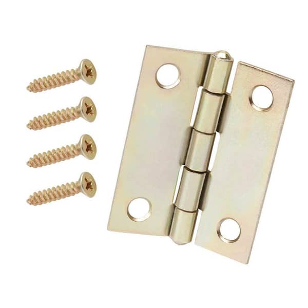 Everbilt 1-1/2 in. Satin Brass Non-Removable Pin Narrow Utility Hinge (2-Pack)