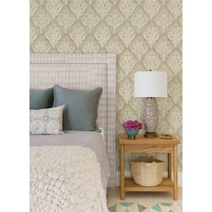 Mimir Quilted Damask Yellow Prepasted Non Woven Wallpaper Sample