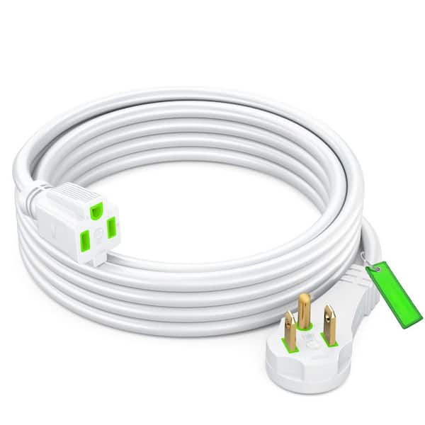 10 ft. 14 / 3 Medium / Heavy Duty Indoor Extension Cord with Angled Plug, 15 Amps, White