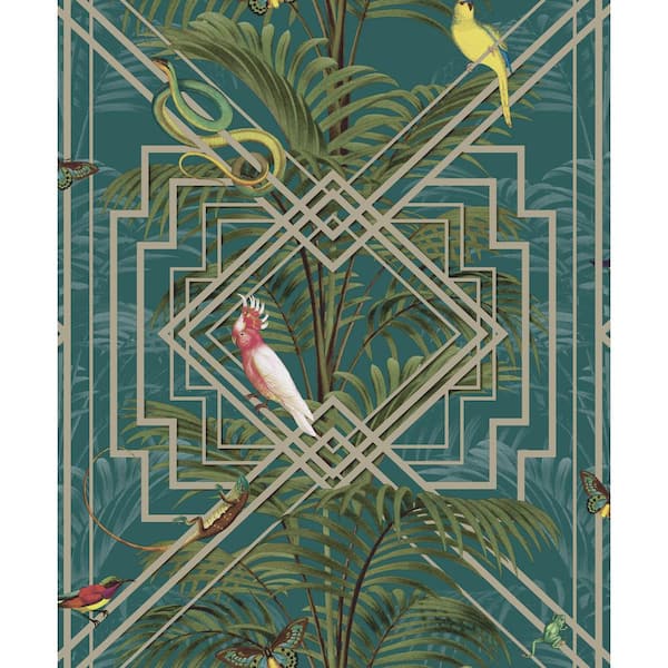 Akello Tropical Teal Non-Woven Wallpaper