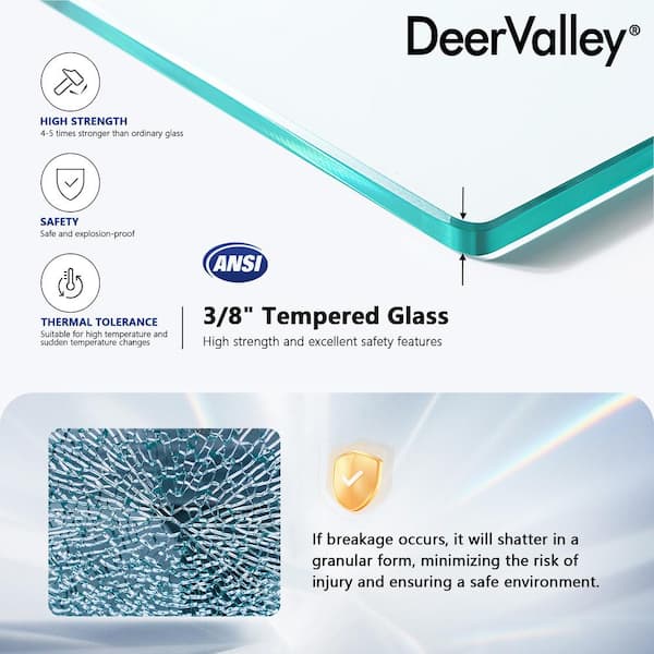 DEERVALLEY 43 in. W x 34 in. D x 74 in. H Rectangular Sliding Frameless Corner Shower Enclosure in Chrome with 3/8 in. Clear Glass