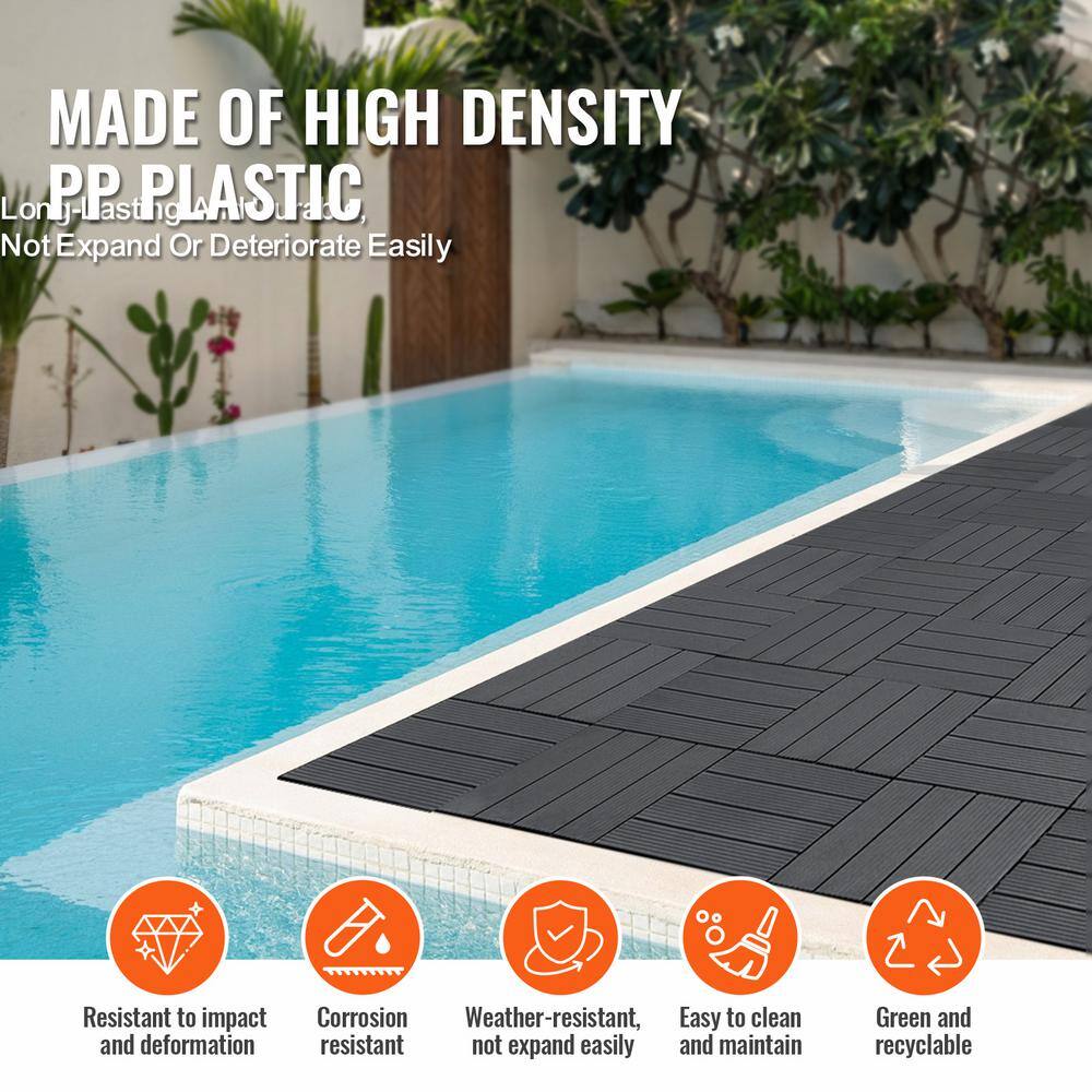 Dark Gray 12"x12" Composite Interlocking Deck Tiles