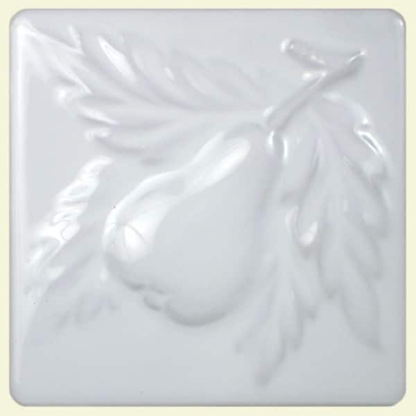 Merola Tile Bumpy Blanco Pear 4 in. x 4 in. Decor Ceramic Wall Tile