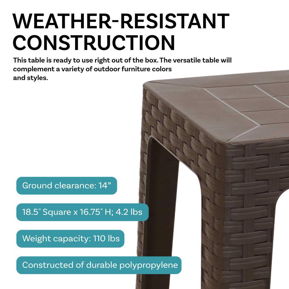 Sunnydaze 18" Brown Polypropylene Patio Side Table