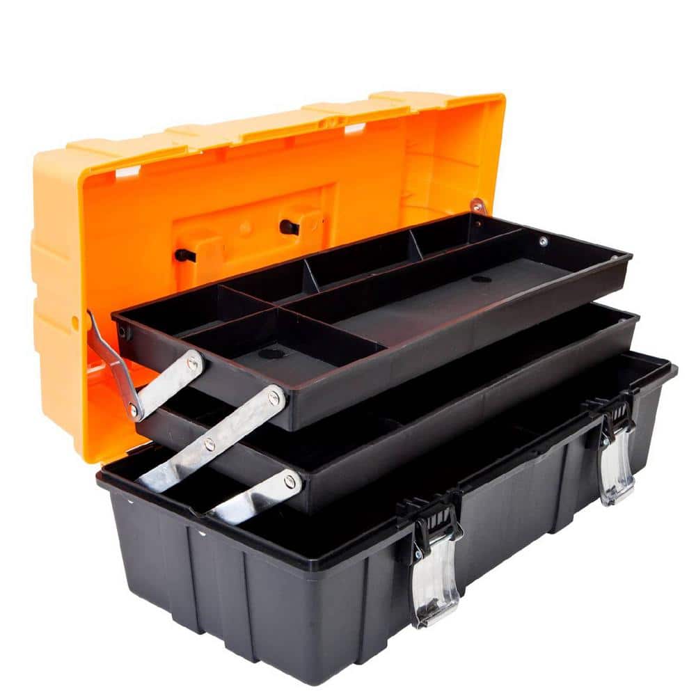 Plastic Tool Box with Removable Tray Small Tool Boxes Dual Buckle Portable  Tray Toolbox Storage Hardware Organizer for Craft Garage Household 1PCS 