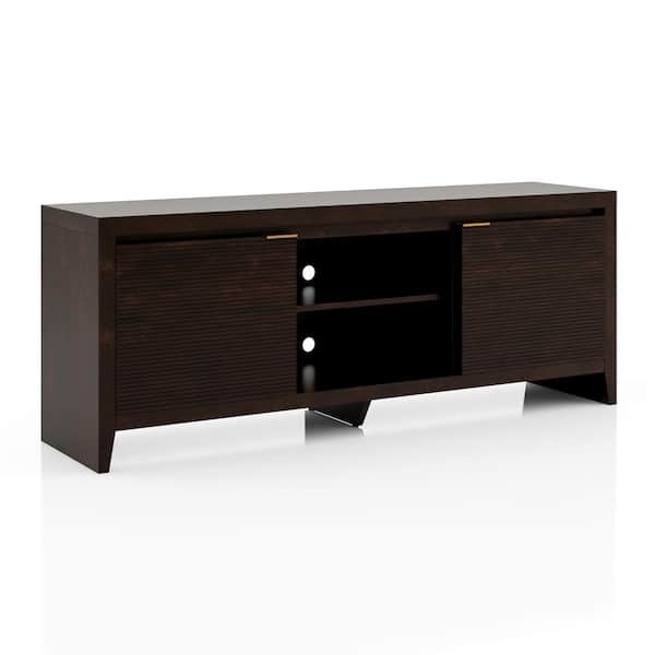 Furniture of America Angleberger 72 in. Dark Walnut TV Stand Fits TV's up to 83 in.