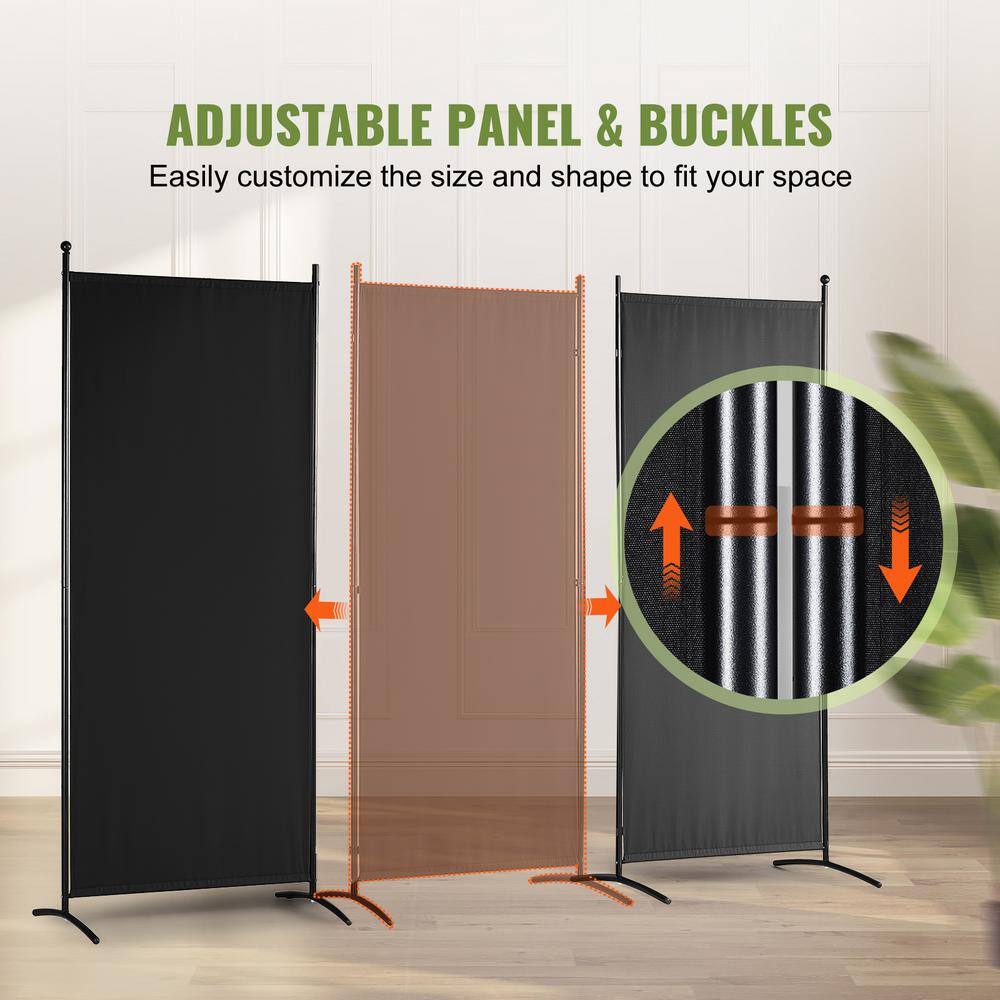 Black 6.1 ft Foldable Fabric 3-Panel Room Divider