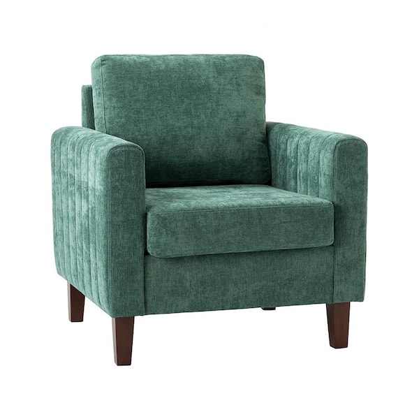 JAYDEN CREATION Ismenus Green Upholstered Mid Century Modern Club Chair with Wood Legs