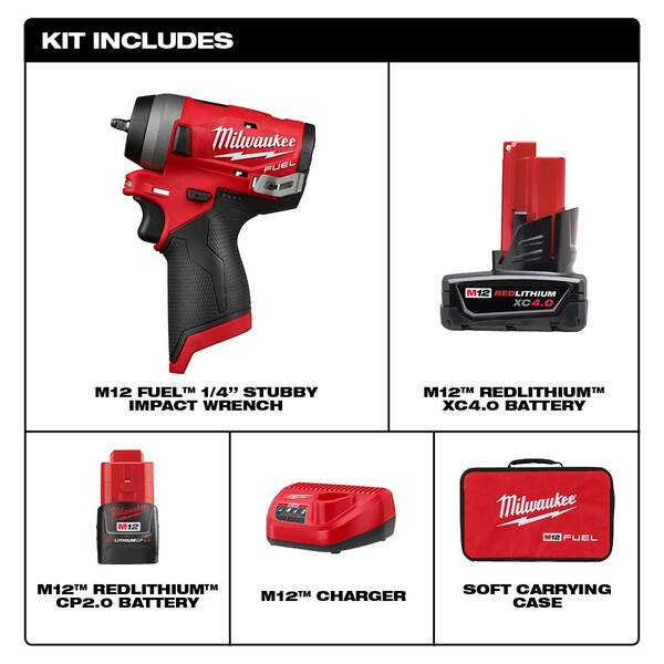 Milwaukee M12 FUEL 12V Lithium-Ion Brushless Cordless Stubby 1/4