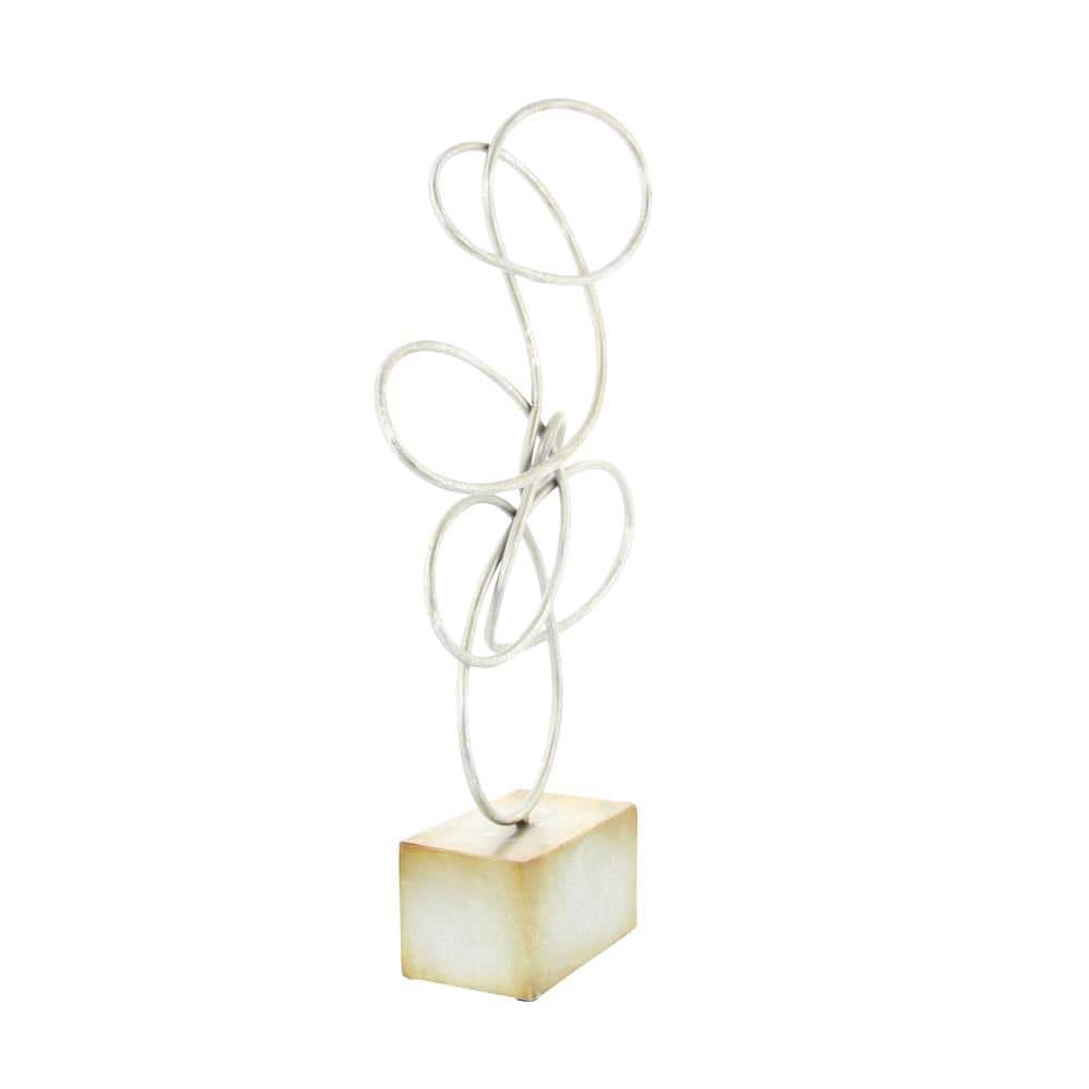 Silver Swirl Solid Abstract Metal Sculpture 10" x 22"