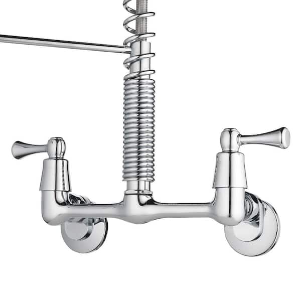 Tosca 2-Handle Wall-Mount Pull-Down Sprayer Kitchen Faucet in